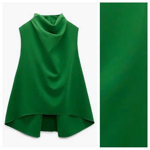 Zara Green Blouse with Elegant Design - Picture 4 of 10